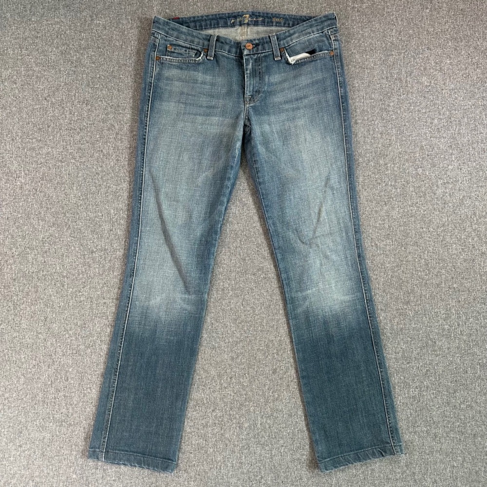 7 For All Mankind Kate Jeans Womens 30 Blue Straight Leg Denim Made in USA P252F